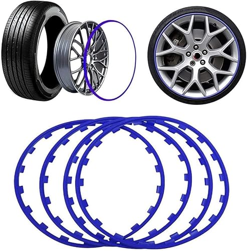MIDUOLAI Felgenschutz, Vierteiliger Schutzring, Reifenschutz Dekor, 16-21 Zoll, Kollisions- Und Kratzfest,Blau,18in von MIDUOLAI