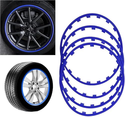 MIDUOLAI Felgenschutzleisten, Kratzfest Felgenschutz, 16-21-Zoll-Felgenschutz, 4-Teilige Schutzleisten FüR Autofelgen, FüR Alle Automodelle,Blau,20in von MIDUOLAI