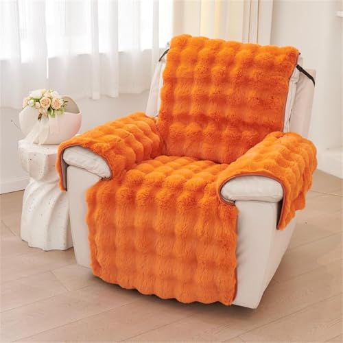 MIDUOLAI Flauschiger Bezug FüR Relaxsessel Aus Kunstfell, rutschfeste BezüGe FüR Relaxsessel, Waschbarer Sofabezug, PlüSch-Couchbezug, MöBelschutz Mit Elastischen BäNdern,Orange von MIDUOLAI