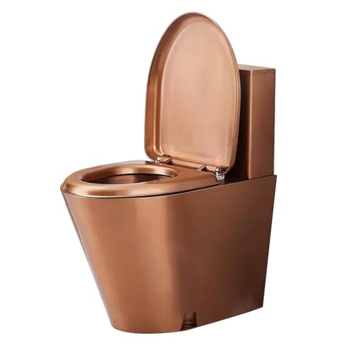 MIDUOLAI Freistehende Toilette, Toilette Aus Edelstahl 304, ToilettenschüSsel Mit DoppelspüLung Und Siphon, FüR KrankenhäUser, Bars Und Wohnmobile,Rose Gold,Wall Row von MIDUOLAI