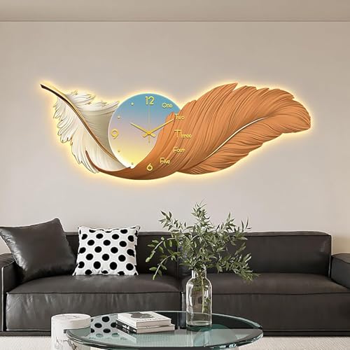 MIDUOLAI GroßEs Feder-Wanddeko, Boho-Feder-Wanddeko, Mit Led-Licht Und Uhr, Schicke Feder-Wandskulpturen Als Raumdeko, FüR Schlafzimmer, Wohnzimmer, Wohnung,04,120cm MIDUOLAI GroßEs Feder-Wanddeko, Boho-Feder-Wanddeko, Mit Led-Licht Und Uhr, Schicke Feder-Wandskulpturen Als Raumdeko, FüR Schlafzimmer, Wohnzimmer, Wohnung,04,120cm von MIDUOLAI