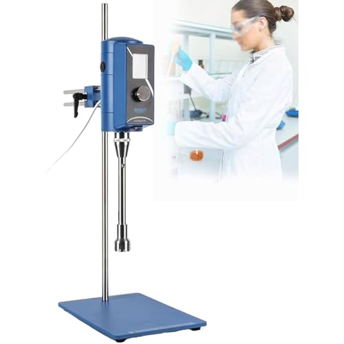 MIDUOLAI Hochgeschwindigkeits Dispergier Homogenisator FüR Labors Hochschermischer Einstellbare Geschwindigkeit 2000–28000 U/Min 500W Mixer Mit Digitalanzeige FüR Kosmetika,Blau,18G Working Head von MIDUOLAI