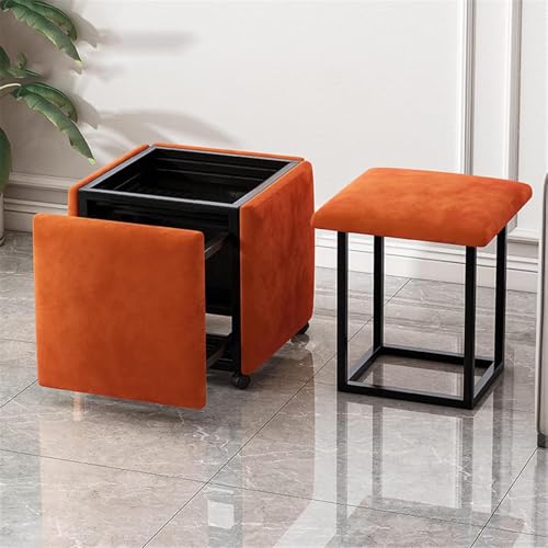 MIDUOLAI Multifunktionaler 5-In-1-SitzwüRfel, Mit Lenkrollen, Stapelbarer Ottoman-Hocker, Beweglicher Sofasessel Frisiertisch, FüR Wohnzimmer Oder Schlafzimmer,04,35 * 35 * 38cm von MIDUOLAI