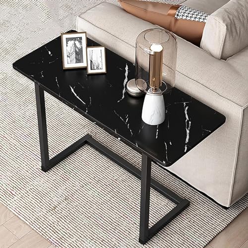 MIDUOLAI Nachttisch, C FöRmiger Beistelltisch FüR Couch, Schmaler Beistelltisch Aus Kunstmarmor, Laptoptisch, Mit Metallrahmen, Industriestil, FüR Wohnzimmer, Schlafzimmer,002,65×30×55cm von MIDUOLAI