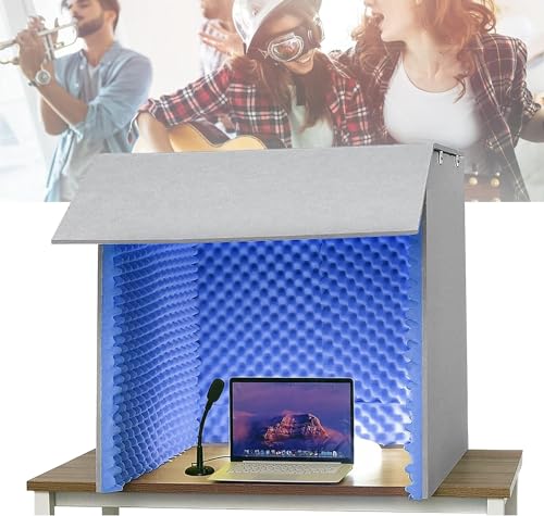 MIDUOLAI Schalldesktop -Deckung, Isolationsstand, Tragbare Stimmaufnahmestand, Selbst Gemacht Tragbare Soundaufnahme -Stimmkabine, Sound Proof Foam Panels Filtern Gesangs,B von MIDUOLAI