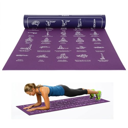 MIDUOLAI Yogamatte, Dicke 4 Mm rutschfeste Pilatesmatte, Mit Aufgedruckten Yoga-Posen, Fitness-Trainingsmatte, Yoga-Lehrmatte FüR Frauen Und MäNner,Lila von MIDUOLAI