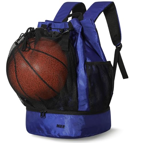 MIER Fußball Rucksack Turnbeutel mit Schuhfach Basketball Sportrucksack Wasserfest Sporttasche für Herren Damen Jugend, 40L Blau MIER Fußball Rucksack Turnbeutel mit Schuhfach Basketball Sportrucksack Wasserfest Sporttasche für Herren Damen Jugend, 40L Blau von MIER