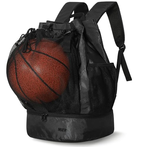 MIER Fußball Rucksack Turnbeutel mit Schuhfach Basketball Sportrucksack Wasserfest Sporttasche für Herren Damen Jugend, 40L Schwarz MIER Fußball Rucksack Turnbeutel mit Schuhfach Basketball Sportrucksack Wasserfest Sporttasche für Herren Damen Jugend, 40L Schwarz von MIER
