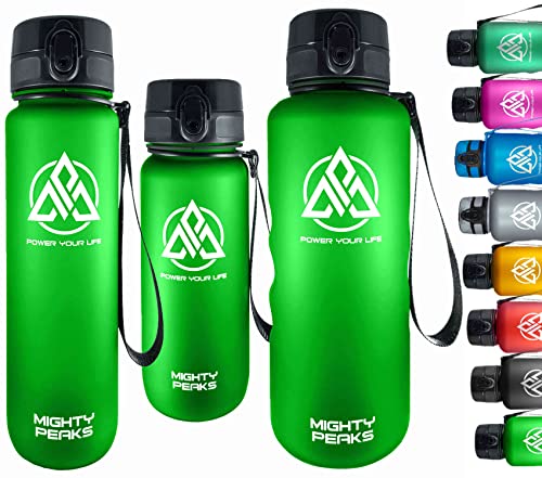 MIGHTY PEAKS XL Sport-Flasche Kinder 1.5 l-Fruchteinsatz, Fruchtsieb Trink-Flasche mit Früchtebehälter-frei von Schadstoff-1500ml 1.5 Liter Grün Green-Wasserflasche 1,5l von MIGHTY PEAKS