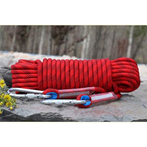 Outdoor-Seil, 12 mm, statisches Kletterseil, Baum Felsen, Flucht, 9,8 m/20,1 m/29,9 m/60 m/120,1 m/199,9 m, Rettungsseil für Outdoor, Survival, Wandern, Bergsteigen (Farbe: Rot, Größe: 12 mm x 35 m) von MIJKO