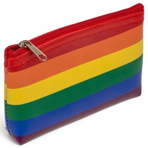 MIJOMA Mini-Geldbörse gestreift in Regenbogenfarben, Pride, Kunstleder, 13x9 cm, Reißverschluss, Mehrzwecketui (1) von MIJOMA