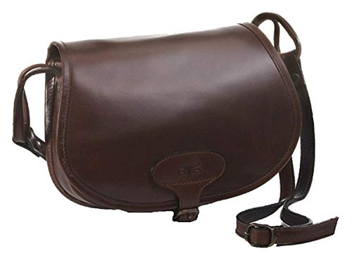 MIKA 28059002 - Damentasche Bonny aus Echt Leder/Sattelleder, Damen Handtasche mit Hauptfach und Vortasche, Ledertasche für Frauen, Umhängetasche in braun, Lederhandtasche ca. 23 x 8 x 18 cm von MIKA