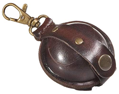MIKA 28071102 - Mini Schlüsselanhänger aus Echt Leder/Sattelleder, Geldbörse als Schlüsseletui mit Münzfach mit Druckknopf, Schlüsselbörse für Kleingeld in braun, Schlüsseltasche Ø ca. 5 cm von MIKA