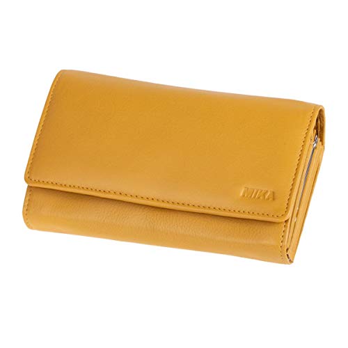 MIKA 42164 - Damengeldbörse aus Echt Leder, Portemonnaie im Querformat, Geldbeutel mit 6 Kartenfächer, 4 große Fächer als Scheinfächer und doppeltes Münzfach, Brieftasche gelb, ca. 17 x 10 x 4,5 cm MIKA 42164 - Damengeldbörse aus Echt Leder, Portemonnaie im Querformat, Geldbeutel mit 6 Kartenfächer, 4 große Fächer als Scheinfächer und doppeltes Münzfach, Brieftasche gelb, ca. 17 x 10 x 4,5 cm von MIKA