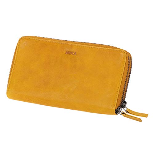 MIKA 42176 - Damengeldbörse aus Echt Leder, Portemonnaie im Querformat, Geldbeutel mit 9 Kartenfächer, 2 Scheinfächer und Münzfach mit Reißverschluss, Brieftasche in gelb, ca. 19,5 x 10,5 x 3 cm MIKA 42176 - Damengeldbörse aus Echt Leder, Portemonnaie im Querformat, Geldbeutel mit 9 Kartenfächer, 2 Scheinfächer und Münzfach mit Reißverschluss, Brieftasche in gelb, ca. 19,5 x 10,5 x 3 cm von MIKA