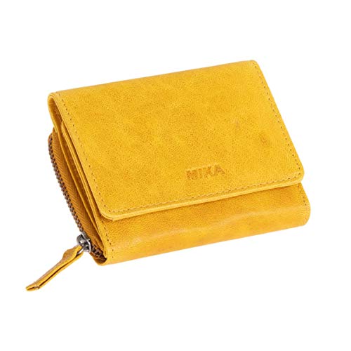 MIKA 42180 - Geldbörse aus Echt Leder, Portemonnaie im Querformat, Geldbeutel mit 6 Kartenfächer, 2 Einschubfächer, Scheinfach und Münzfach mit Reißverschluss, Brieftasche in gelb, ca. 11 x 9 x 3 cm MIKA 42180 - Geldbörse aus Echt Leder, Portemonnaie im Querformat, Geldbeutel mit 6 Kartenfächer, 2 Einschubfächer, Scheinfach und Münzfach mit Reißverschluss, Brieftasche in gelb, ca. 11 x 9 x 3 cm von MIKA