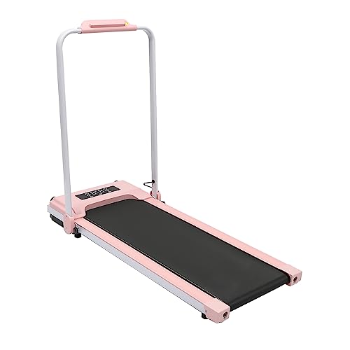 ELEKTRISCHES LAUFBAND FÜR ZU Hause ODER IM BÜRO - LED-Display - FITNESSGERÄT - Schreibtisch-Heimtrainer - FALTBAR - 500W - 2,0PS - 0.8-10KM/H (Rosa) von MIKIYUEER