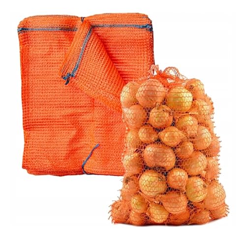 MIKONI 100 Stück Raschelsäcke 42cm x 60cm - Aufbewahrungssäcke für Obst und Gemüse - Kartoffelsack - Netzsack für Kaminholz von MIKONI