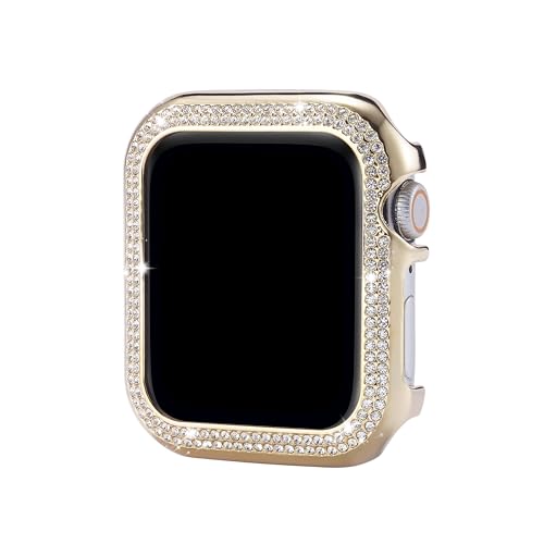 Hülle Gold Glitzer Kompatibel mit Apple Watch SE 44mm, Bling Glitzer Diamant Strass Uhrenetui Aluminium Bumper Case Kratzfest Stoßfeste Schutz Gehäuse Kompatibel mit Apple iWatch Serie SE 6 5 4 Hülle Gold Glitzer Kompatibel mit Apple Watch SE 44mm, Bling Glitzer Diamant Strass Uhrenetui Aluminium Bumper Case Kratzfest Stoßfeste Schutz Gehäuse Kompatibel mit Apple iWatch Serie SE 6 5 4 von MILESTEM