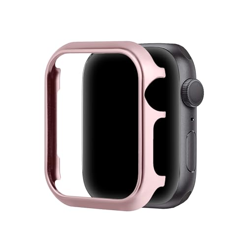 Uhrengehäuse Glitzer Kompatibel mit Apple Watch 9 41mm Hüllen Rosa, Bling Glitzer Schutzhülle Aluminium Bumper Case Kratzfest Stoßfeste PC Schutz Gehäuse Kompatibel mit Apple Watch 41mm Serie 9/8/7 von MILESTEM