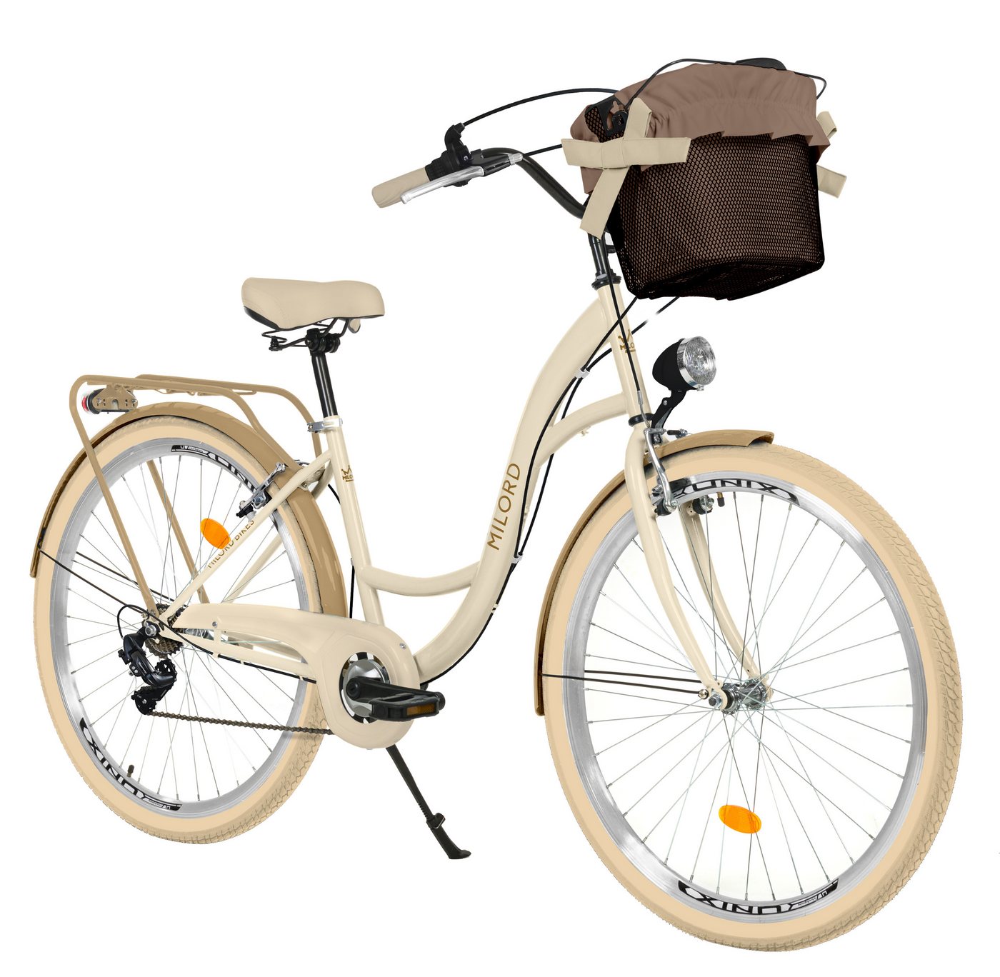 MILORD BIKES Cityrad Milord City Fahrrad Korb Damenfahrrad, 28/26 Zoll, Creme-Braun, 7-Gang, 7 Gang, Kettenschaltung MILORD BIKES Cityrad Milord City Fahrrad Korb Damenfahrrad, 28/26 Zoll, Creme-Braun, 7-Gang, 7 Gang, Kettenschaltung von MILORD BIKES