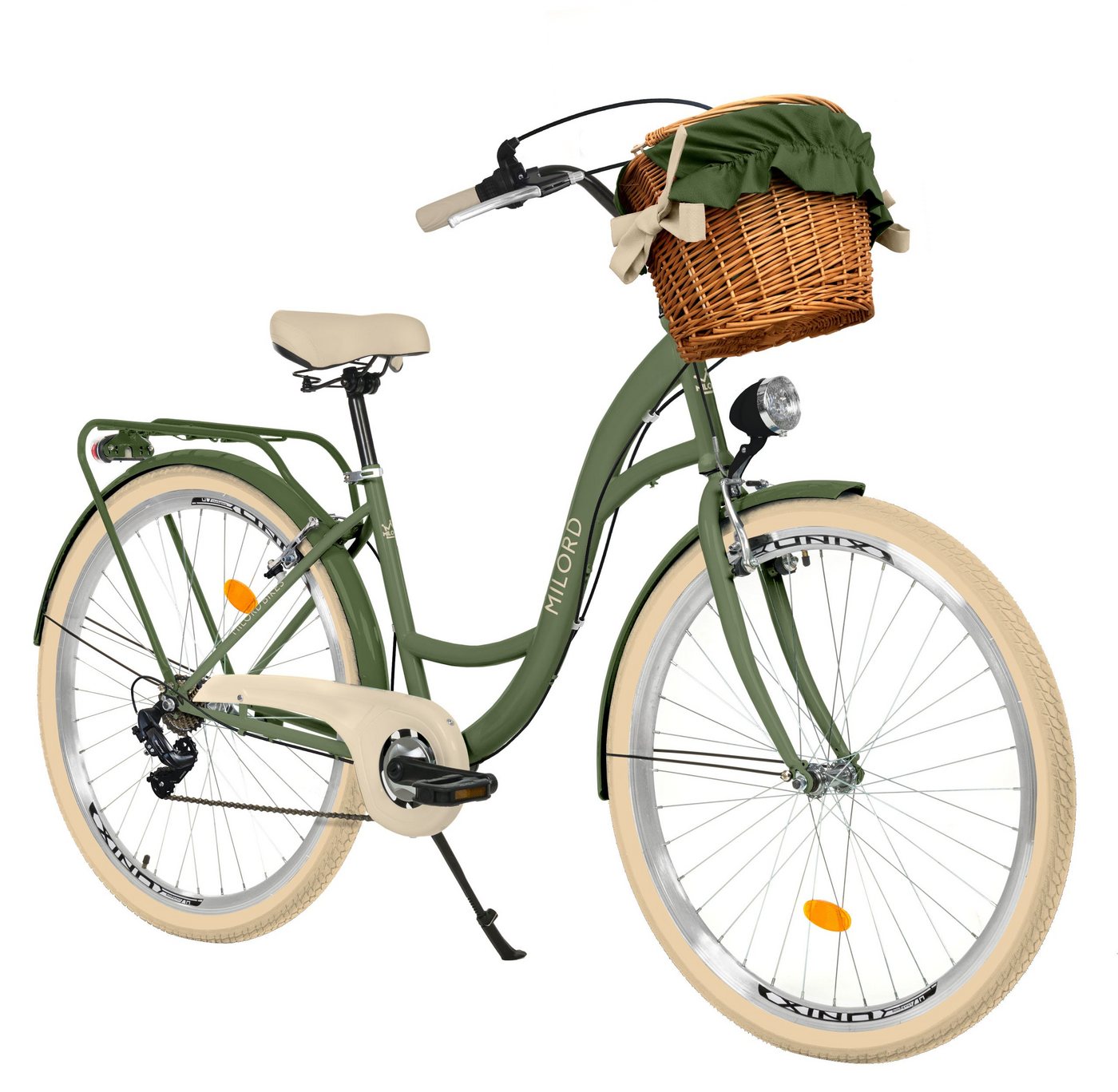 MILORD BIKES Cityrad Milord City Fahrrad Weidenkorb Damen, 28/26 Zoll, Grün-Creme, 7-Gang, 7 Gang Shimano, Kettenschaltung MILORD BIKES Cityrad Milord City Fahrrad Weidenkorb Damen, 28/26 Zoll, Grün-Creme, 7-Gang, 7 Gang Shimano, Kettenschaltung von MILORD BIKES