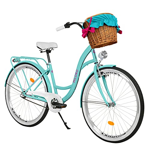 MILORD. 28 Zoll 3-Gang Aqua blau Komfort Fahrrad mit Korb und Rückenträger, Hollandrad, Damenfahrrad, Citybike, Cityrad, Retro, Vintage MILORD. 28 Zoll 3-Gang Aqua blau Komfort Fahrrad mit Korb und Rückenträger, Hollandrad, Damenfahrrad, Citybike, Cityrad, Retro, Vintage von MILORD