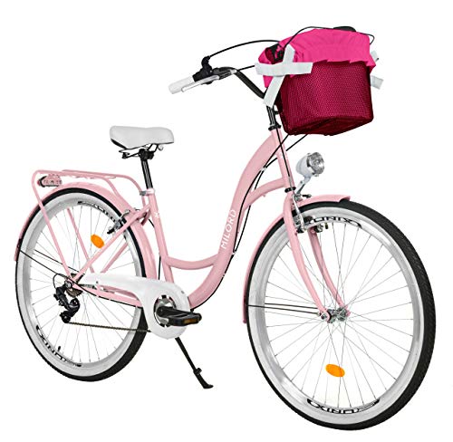 MILORD. 28 Zoll 7-Gang Rosa Komfort Fahrrad mit Korb und Rückenträger, Hollandrad, Damenfahrrad, Citybike, Cityrad, Retro, Vintage MILORD. 28 Zoll 7-Gang Rosa Komfort Fahrrad mit Korb und Rückenträger, Hollandrad, Damenfahrrad, Citybike, Cityrad, Retro, Vintage von MILORD