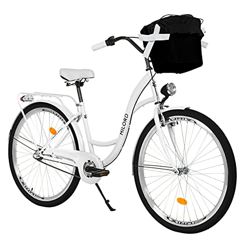 MILORD. Komfort Fahrrad mit Rückenträger, Hollandrad, Damenfahrrad, 3-Gang, Weiß, 26 Zoll MILORD. Komfort Fahrrad mit Rückenträger, Hollandrad, Damenfahrrad, 3-Gang, Weiß, 26 Zoll von MILORD
