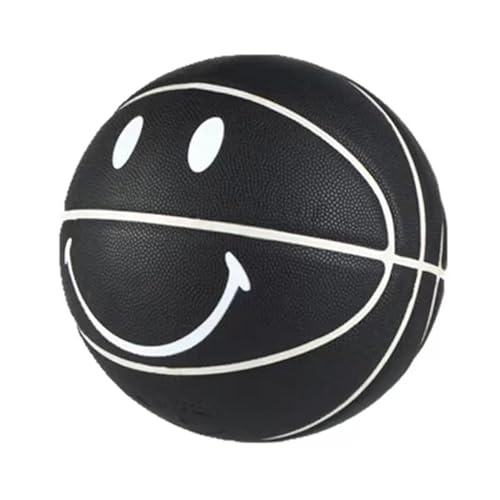 MINDCOLLISION 5/6/7 Smile Basketball, Damen-Basketball aus weichem PU-Leder, gutes Dribbling- und Schießgefühl, Geburtstagsgeschenk, geeignet für den Innen- und Außenbereich. (8 Farben), Schwarz, Nr. von MINDCOLLISION