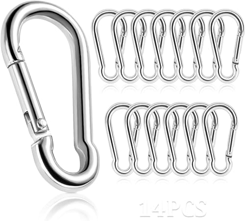 Karabinerhaken, Karabiner mit Schnappverschluss, 60mm x 6mm belastbar bis 150kg, 14 Stück Karabiner aus hochwertigem Premium-Stahl für Schlüsselanhänger, Camping, Wandern Karabinerhaken, Karabiner mit Schnappverschluss, 60mm x 6mm belastbar bis 150kg, 14 Stück Karabiner aus hochwertigem Premium-Stahl für Schlüsselanhänger, Camping, Wandern von MINISOISO