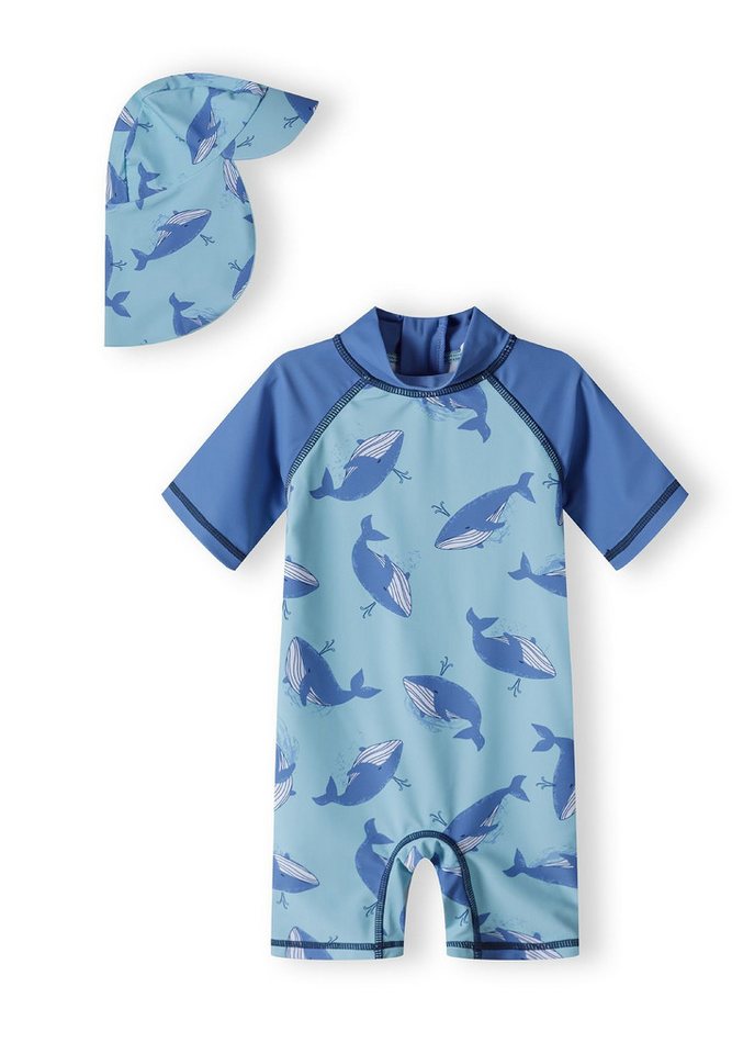 MINOTI Badeanzug Komplett: T-Shirt mit UPF 50 und Mütze (9m-4y) von MINOTI