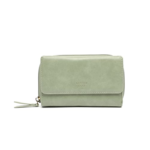 MISAKO Yansi Große Geldbörse Basic - Große Damen-Geldbörse - Geräumige, modische, robuste Brieftasche Yansi Grün 10 X 16 X 3 cm von MISAKO