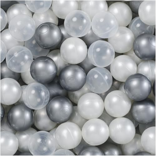 MISIOO Bälle für Bällebad - 150 Stück – 6 cm – Transparente - Perle - Silber – Weiche & Ungiftige Bälle - Spielzeug Baby MISIOO Bälle für Bällebad - 150 Stück – 6 cm – Transparente - Perle - Silber – Weiche & Ungiftige Bälle - Spielzeug Baby von MISIOO