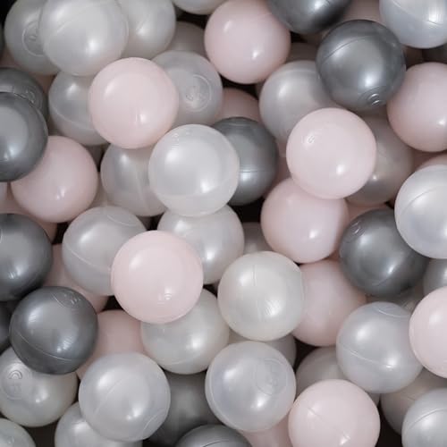 MISIOO Bälle für Bällebad 150 Stück - Bällebad Bälle - Bälle Ø 6 cm - Plastikbälle hergestellt aus 100% LDPE - Spielzeug Baby - Hellrosa/Perlen/Silber MISIOO Bälle für Bällebad 150 Stück - Bällebad Bälle - Bälle Ø 6 cm - Plastikbälle hergestellt aus 100% LDPE - Spielzeug Baby - Hellrosa/Perlen/Silber von MISIOO