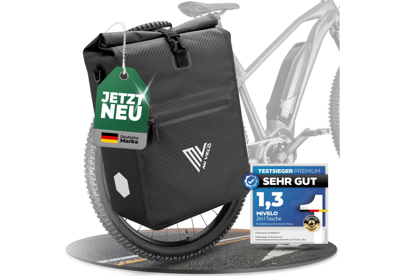 MIVELO Fahrradtasche 2in1 Gepäckträgertasche für Fahrrad wasserdicht, 25 Liter Volumen MIVELO Fahrradtasche 2in1 Gepäckträgertasche für Fahrrad wasserdicht, 25 Liter Volumen von MIVELO
