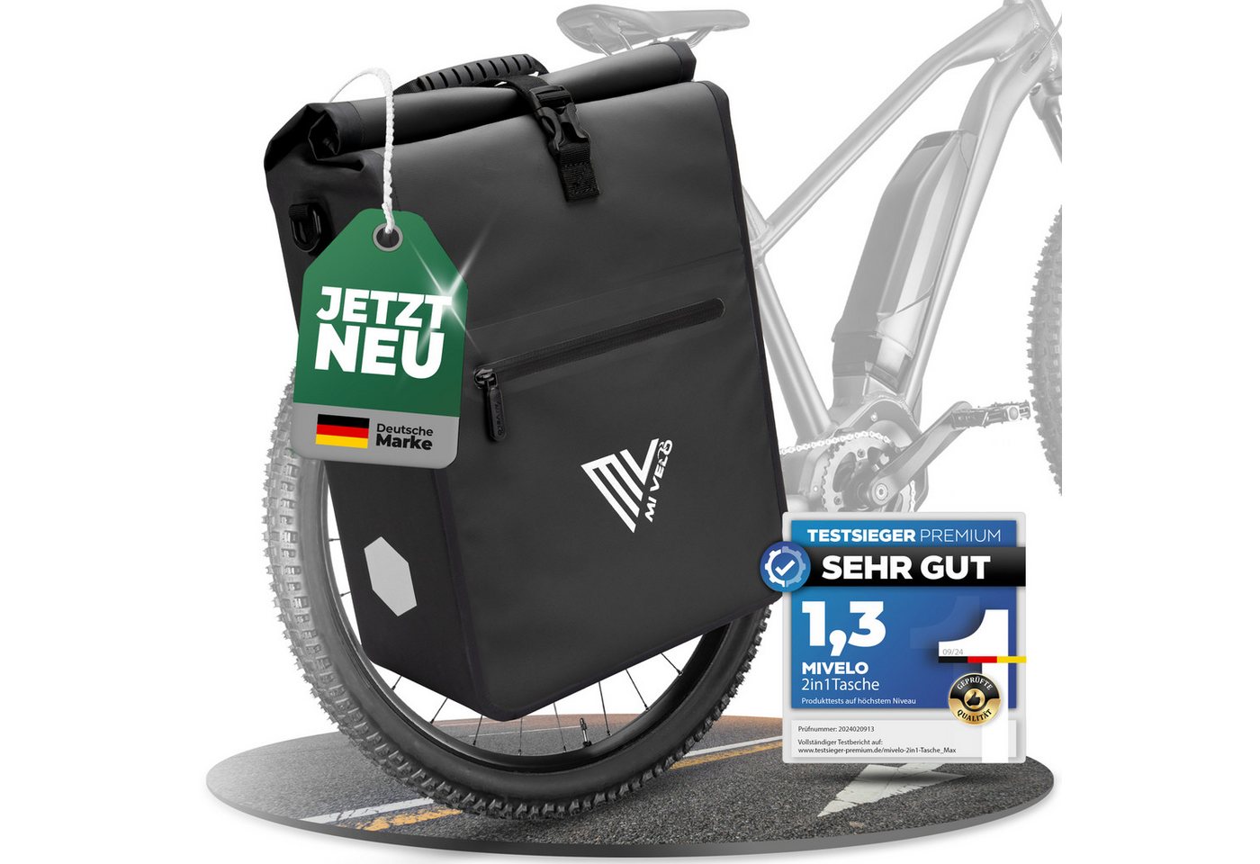 MIVELO Fahrradtasche 2in1 Gepäckträgertasche für Fahrrad wasserdicht, 25 Liter Volumen MIVELO Fahrradtasche 2in1 Gepäckträgertasche für Fahrrad wasserdicht, 25 Liter Volumen von MIVELO