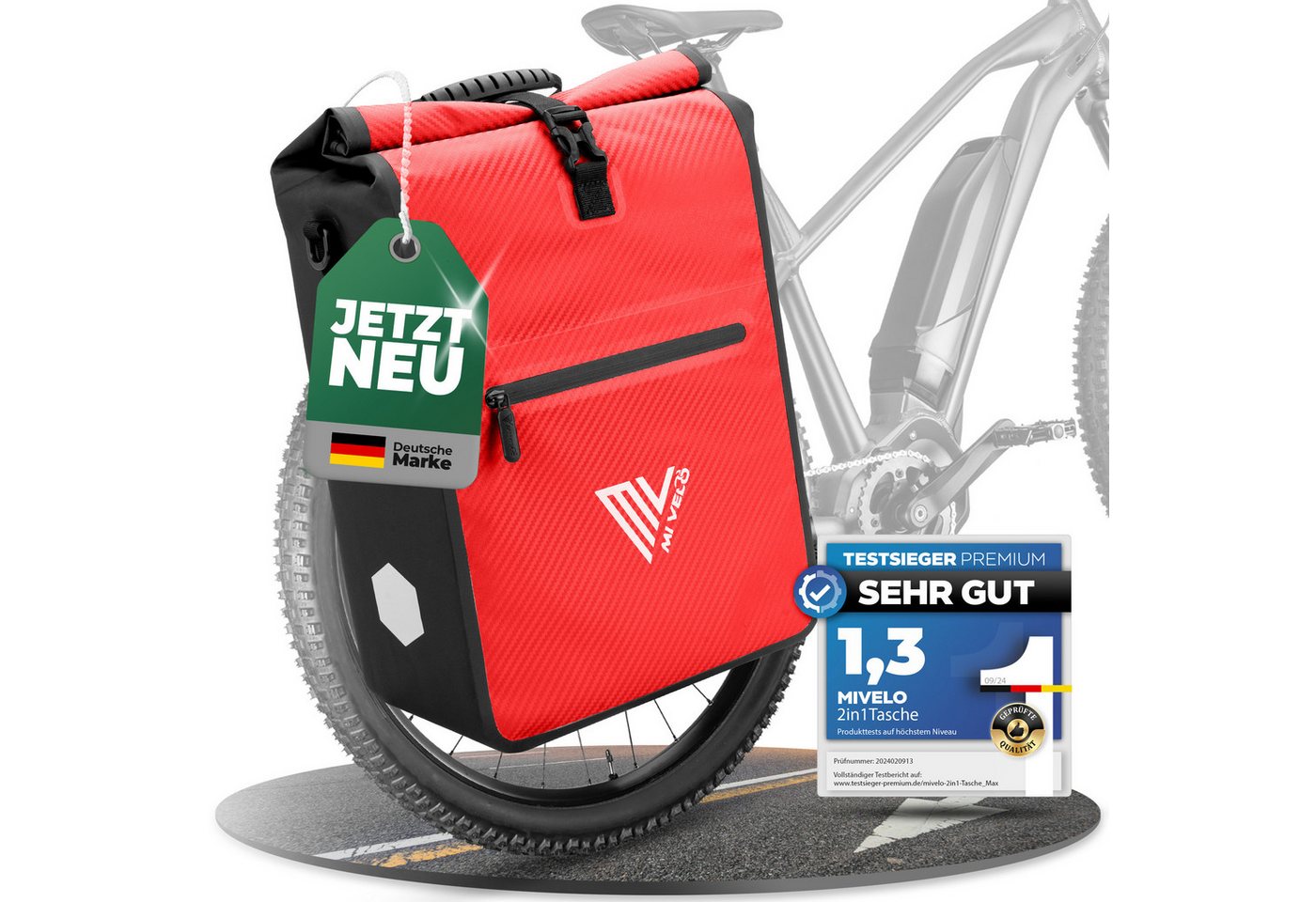 MIVELO Fahrradtasche 2in1 Gepäckträgertasche für Fahrrad wasserdicht, 25 Liter Volumen MIVELO Fahrradtasche 2in1 Gepäckträgertasche für Fahrrad wasserdicht, 25 Liter Volumen von MIVELO