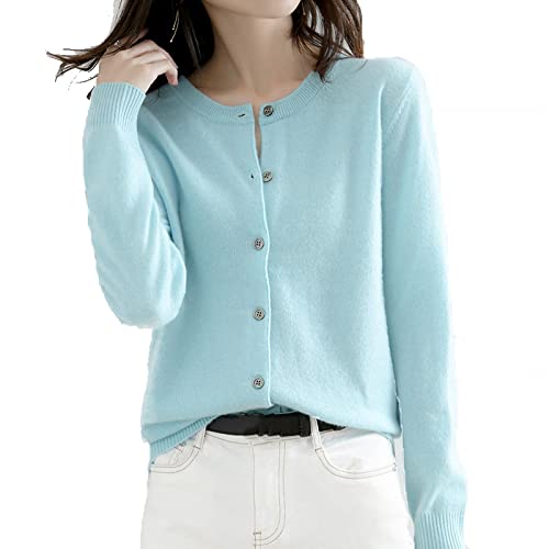 MIYAA Strickjacke Damen,Herbst Winter Strickpullover Strickjacke Damen Rundhals Offene Front Strickjacken Damen Top Langarm Button Down Strick Outwear Einfarbig Mantel,Hellblau,M MIYAA Strickjacke Damen,Herbst Winter Strickpullover Strickjacke Damen Rundhals Offene Front Strickjacken Damen Top Langarm Button Down Strick Outwear Einfarbig Mantel,Hellblau,M von MIYAA