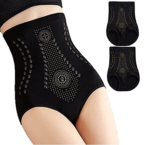 MIYYO 2 Stück Unique Fiber Restoration Shaper Damen Butt Lifter Unterhose Hip Enhancer Shapewear Ions Tech Fettverbrennende Miederslips Hohe Taille Bauchweg Miederhose (Color : Black, Size : M) von MIYYO