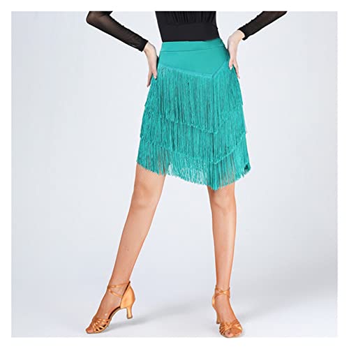 MIYYO Damen Latein Tanzröcke Für Rumba Samba Tango Jazz,Frauen Klassische 3-Stufige Fransen Dance Skirt Für Training Wettbewerb Party Performance (Color : Green, Size : M) von MIYYO