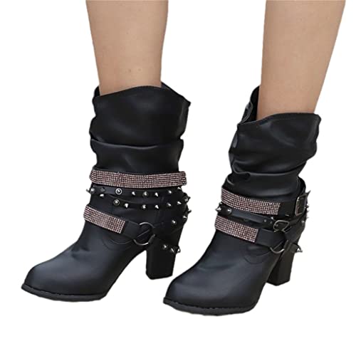 MIYYO Damen Stiefeletten Mit Strasssteine Große Größe Kurze Stiefel Mit Gürtelschnalle Herbst Winter Ankle Boots Mit Blockabsatz Frauen PU-Leder Knöchel Schuhe Slip-on Schneestiefel MIYYO Damen Stiefeletten Mit Strasssteine Große Größe Kurze Stiefel Mit Gürtelschnalle Herbst Winter Ankle Boots Mit Blockabsatz Frauen PU-Leder Knöchel Schuhe Slip-on Schneestiefel von MIYYO
