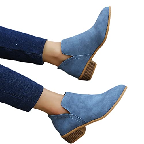 MIYYO Elegant Stiefeletten Damen Chelsea Ankle Boots Mit Blockabsatz Biker Booties Mit Reißverschluss Frauen Herbst Winter Knöchel Schuhe Freizeit Kurz Stiefel Für Party (Color : Blue, Size : 43 EU) MIYYO Elegant Stiefeletten Damen Chelsea Ankle Boots Mit Blockabsatz Biker Booties Mit Reißverschluss Frauen Herbst Winter Knöchel Schuhe Freizeit Kurz Stiefel Für Party (Color : Blue, Size : 43 EU) von MIYYO