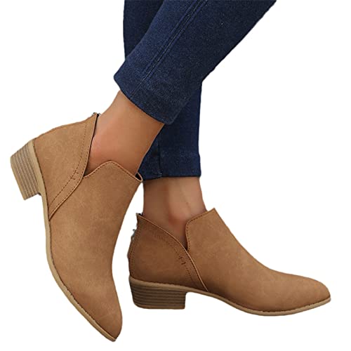 MIYYO Elegant Stiefeletten Damen Chelsea Ankle Boots Mit Blockabsatz Biker Booties Mit Reißverschluss Frauen Herbst Winter Knöchel Schuhe Freizeit Kurz Stiefel Für Party (Color : Brown, Size : 38 EU) MIYYO Elegant Stiefeletten Damen Chelsea Ankle Boots Mit Blockabsatz Biker Booties Mit Reißverschluss Frauen Herbst Winter Knöchel Schuhe Freizeit Kurz Stiefel Für Party (Color : Brown, Size : 38 EU) von MIYYO