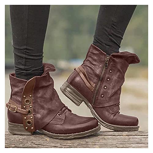 MIYYO Herbst Winter Biker Booties Damen Vintage PU-Leder Stiefeletten Combat Ankle Boots Mit Reißverschluss Fashion Kurz Stiefel Mit Stollen Outdoor Warm Schneestiefel rutschfest Gummistiefel MIYYO Herbst Winter Biker Booties Damen Vintage PU-Leder Stiefeletten Combat Ankle Boots Mit Reißverschluss Fashion Kurz Stiefel Mit Stollen Outdoor Warm Schneestiefel rutschfest Gummistiefel von MIYYO