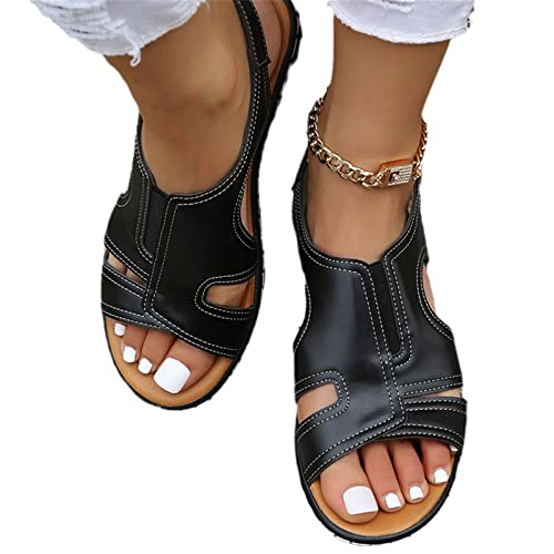 MIYYO Sommer Sport Sandalen Damen Orthopädische Sandaletten Plateau Keil Slippers Fashion Aushöhlen Pantoffeln PU-Leder Slippers Freizeit Strandschuhe Böhmen Flip-Flops (Color : Black, Size : 40 EU) MIYYO Sommer Sport Sandalen Damen Orthopädische Sandaletten Plateau Keil Slippers Fashion Aushöhlen Pantoffeln PU-Leder Slippers Freizeit Strandschuhe Böhmen Flip-Flops (Color : Black, Size : 40 EU) von MIYYO