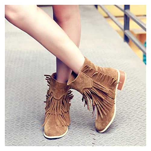 Retro Fransen Stiefeletten Damen Wildleder Ankle Boots Mit Blockabsatz Western Cowboy Kurz Stiefel Rutschfest Warm Worker Booties Herbst Winter Slip-on Knöchel Schuhe ( Color : Brown , Size : 40 EU ) Retro Fransen Stiefeletten Damen Wildleder Ankle Boots Mit Blockabsatz Western Cowboy Kurz Stiefel Rutschfest Warm Worker Booties Herbst Winter Slip-on Knöchel Schuhe ( Color : Brown , Size : 40 EU ) von MIYYO