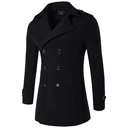 MJOCT Herren Mäntel Herren Peacoat 80% Wolle Mäntel Winter Elegante Jacke Zweireiher Mantel,Black,XL MJOCT Herren Mäntel Herren Peacoat 80% Wolle Mäntel Winter Elegante Jacke Zweireiher Mantel,Black,XL von MJOCT