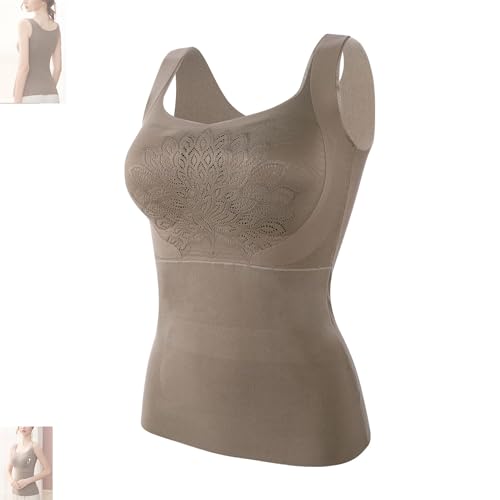 MKDIYMKO Thermowesten für Damen – Tanktops für kaltes Wetter – Thermounterwäsche für den Winter, Thermowesten, Tops und BHS für Damen (Coffee Color,2X-Large) von MKDIYMKO