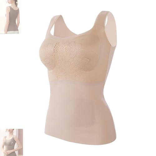 MKDIYMKO Thermowesten für Damen – Tanktops für kaltes Wetter – Thermounterwäsche für den Winter, Thermowesten, Tops und BHS für Damen (Skin Color,4X-Large) von MKDIYMKO